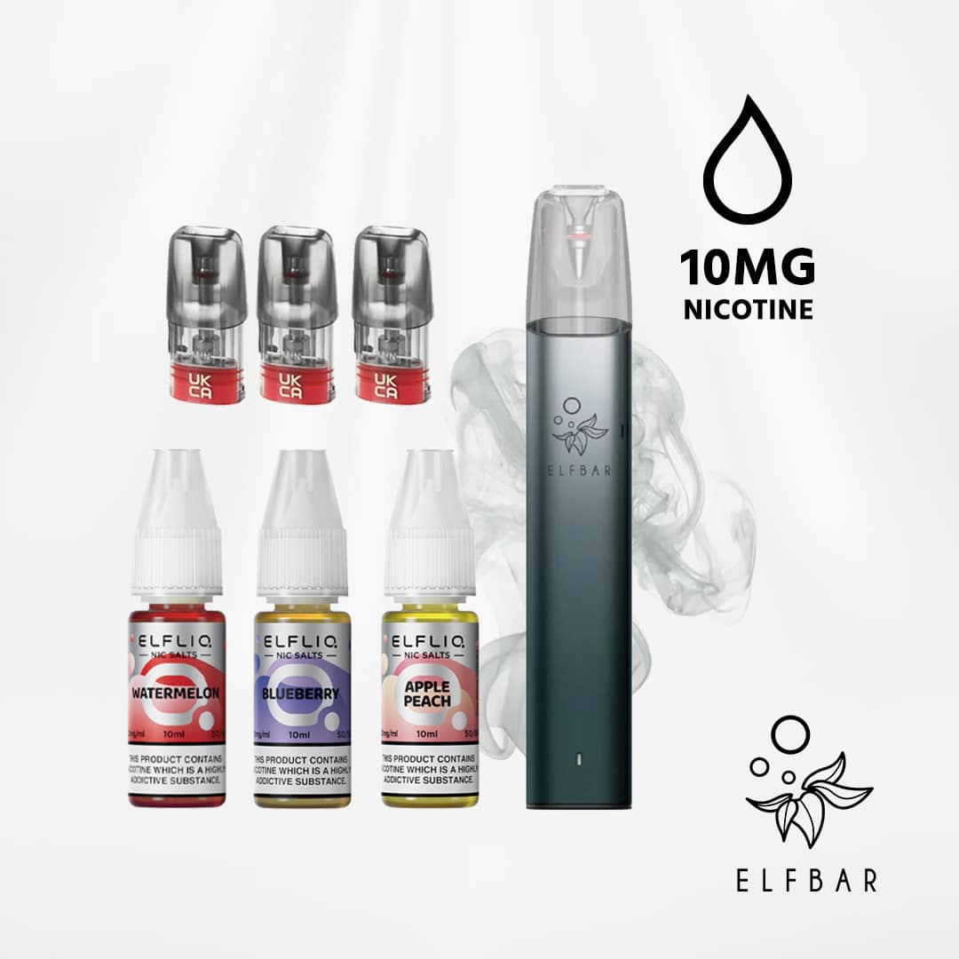 elfbar mate 500 starter kit akku 3x leere pods 3x liquid 10mg