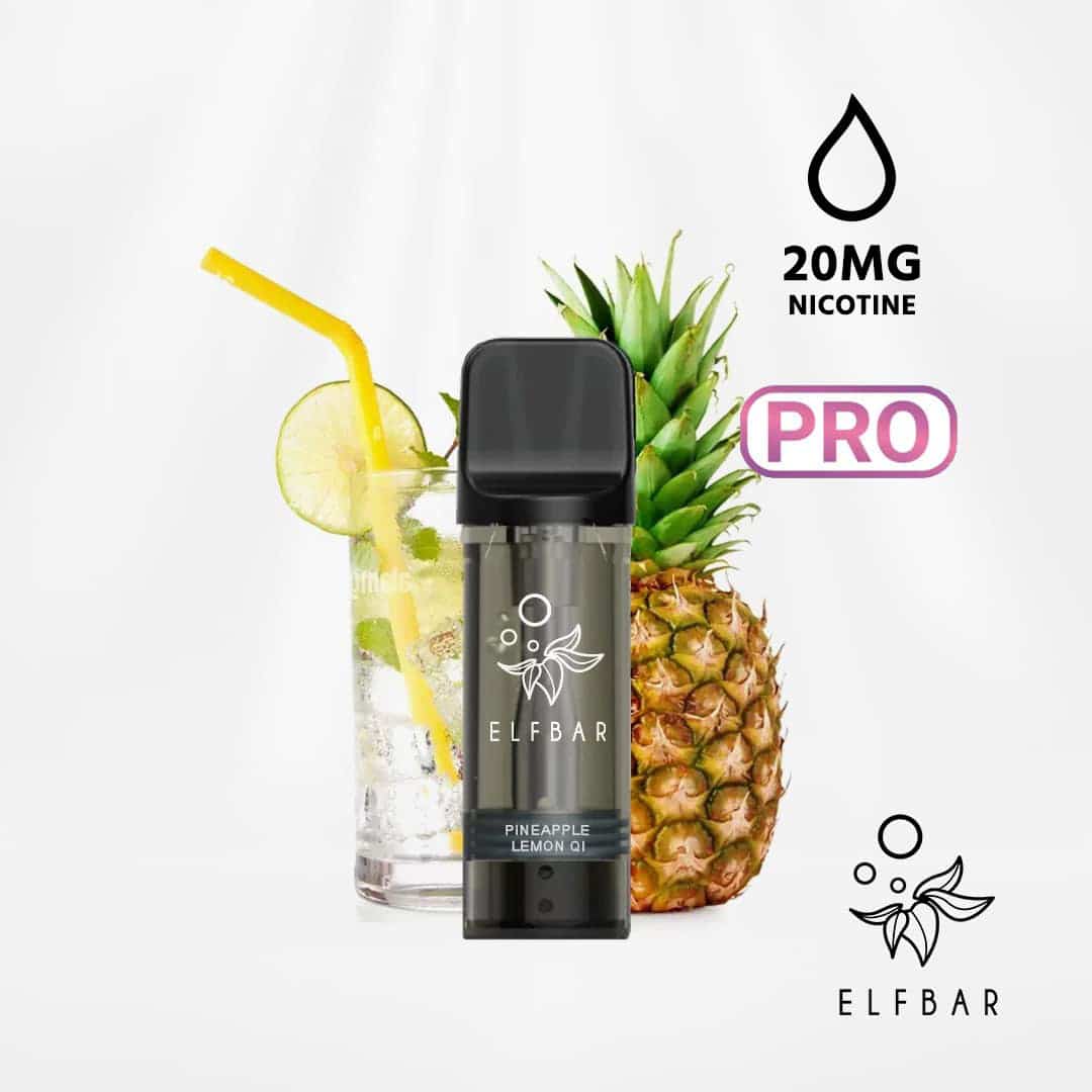 elfbar elfa pro pods pineapple lemon qi 2 ex