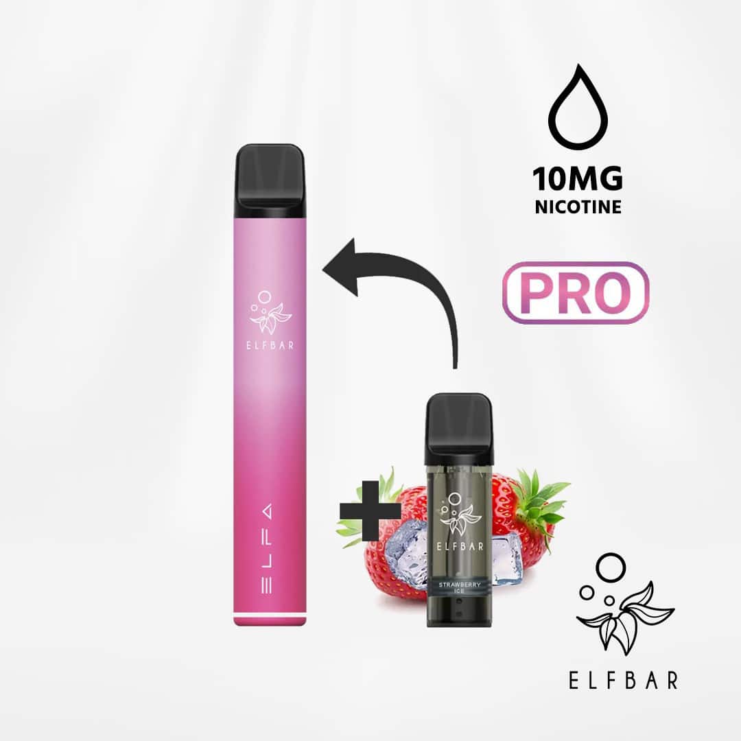 elfbar elfa pro starter kit 10mg aurora pink inkl 1 pod strawberry ice